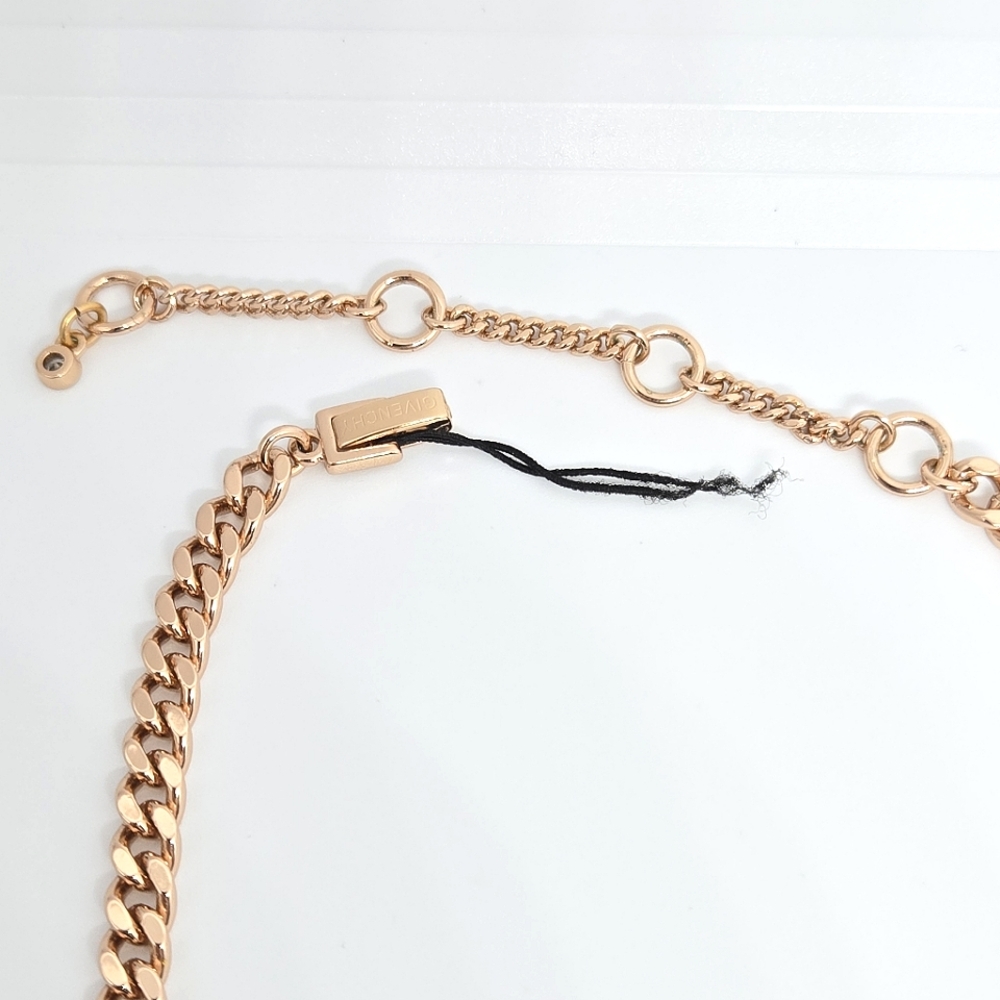 Givenchy Rose Gold Swarovski Crystal Necklace Curb Link Necklace DESIGNER LUXURY - Picture 2 of 5